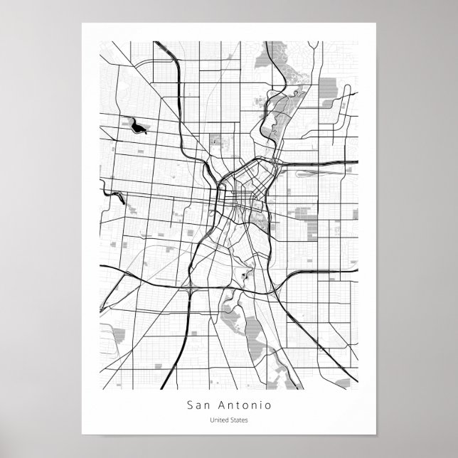 San Antonio Texas Minimal Modern Street Karte Poster (Vorne)