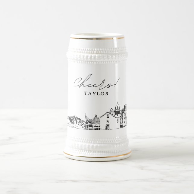 San Antonio Texas Personalisiert Skyline Bierglas (Mittel)