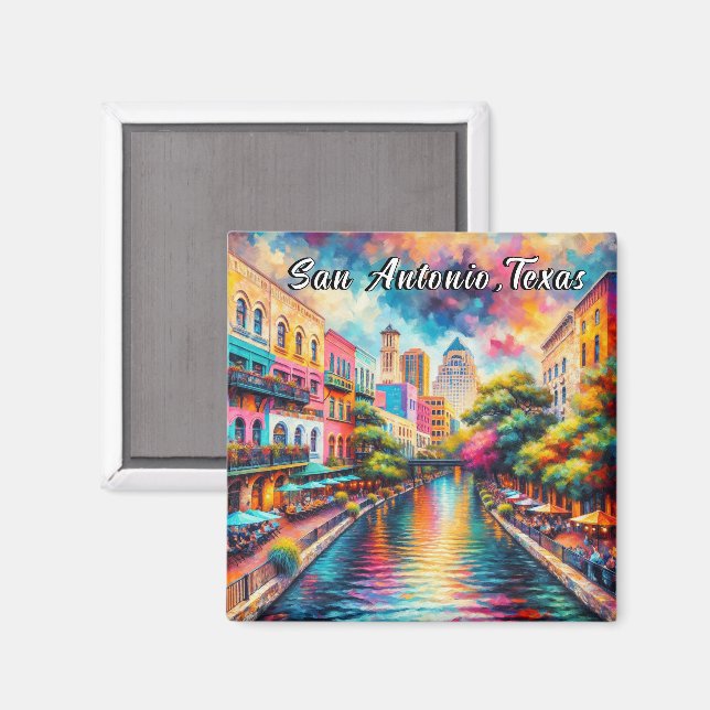 San Antonio Texas River Walk Colorful Magnet (Vorderseite/Rückseite)