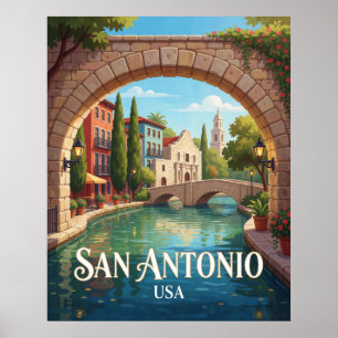 San Antonio Texas River Walk Reise Poster