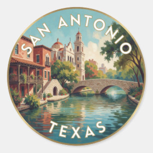 San Antonio Texas River Walk Reise Runder Aufkleber