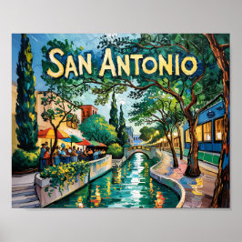 San Antonio Texas River Walk Van Gogh Lebendige St Poster