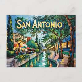 San Antonio Texas River Walk Van Gogh Vibrant City Postkarte