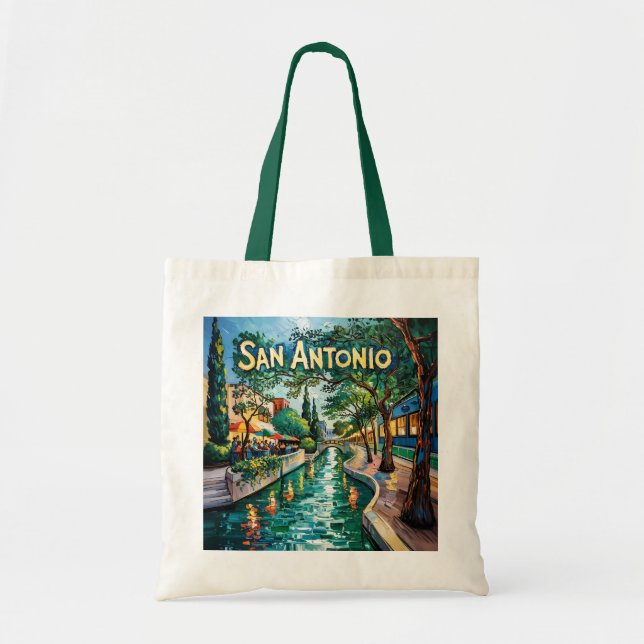 San Antonio Texas River Walk Van Gogh Vibrant City Tragetasche (Vorne)