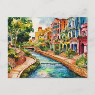 San Antonio, Texas, Riverwalk-Gemälde Postkarte