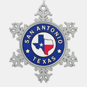 San Antonio Texas Schneeflocken Zinn-Ornament