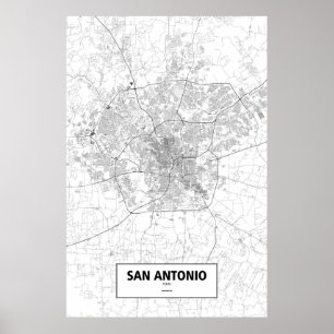 San Antonio, Texas (schwarz auf weiß) Poster