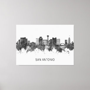 San Antonio Texas Skyline BW Leinwanddruck