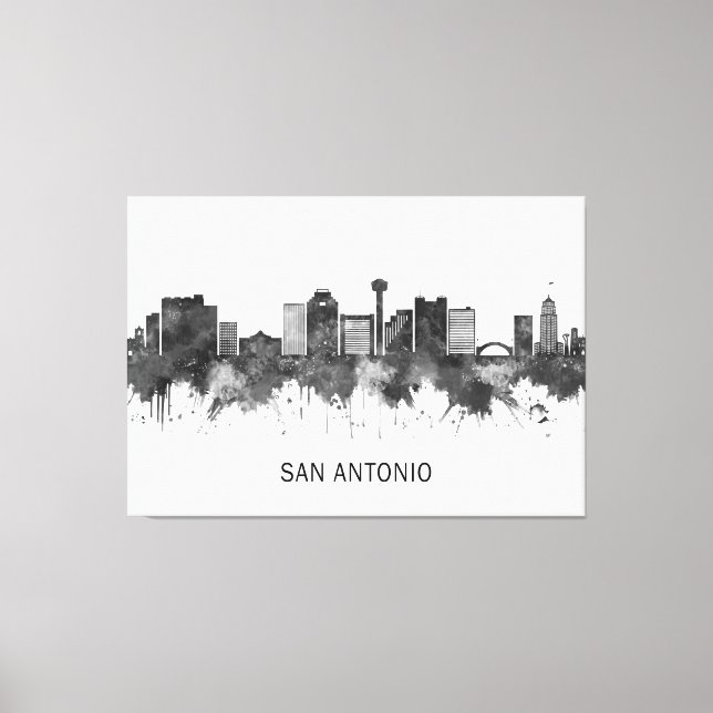 San Antonio Texas Skyline BW Leinwanddruck (Vorderseite)