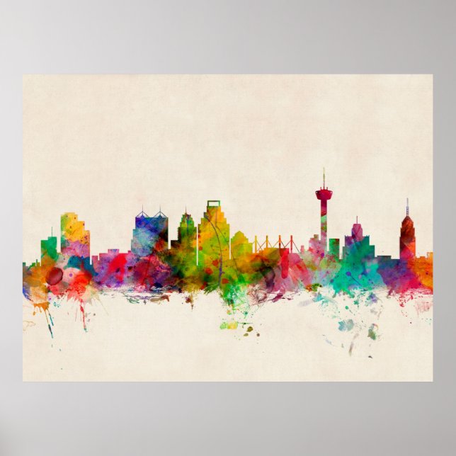 San Antonio Texas Skyline Cityscape Poster (Vorne)