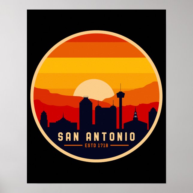 San Antonio Texas Skyline Cityscape Souvenir Poster (Vorne)
