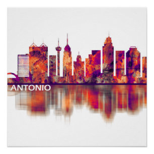 San Antonio Texas Skyline Poster
