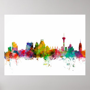 San Antonio Texas Skyline Poster