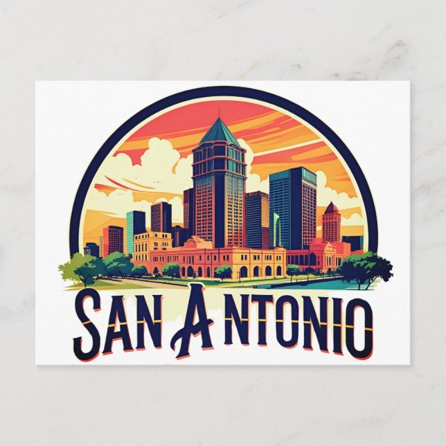 San Antonio Texas Skyline Postkarte (Vorderseite)