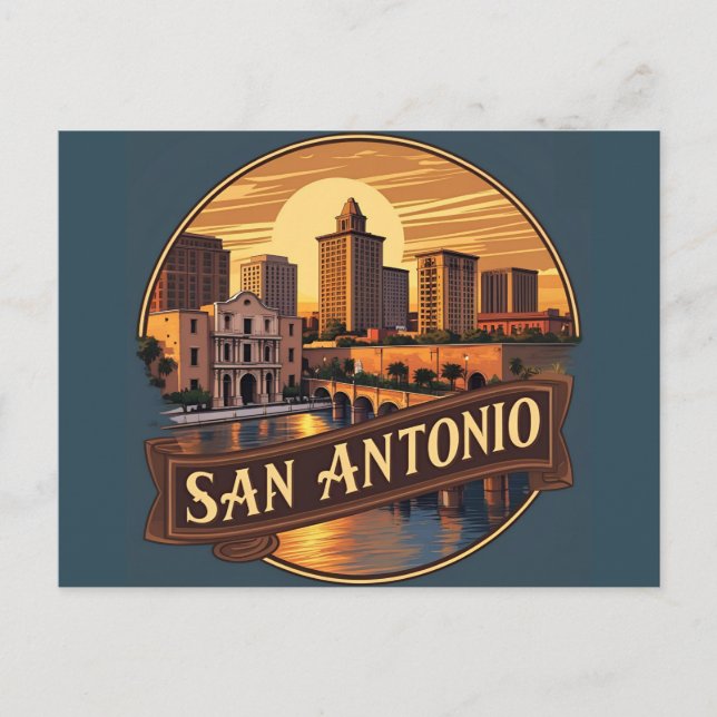 San Antonio Texas Skyline Postkarte (Vorderseite)