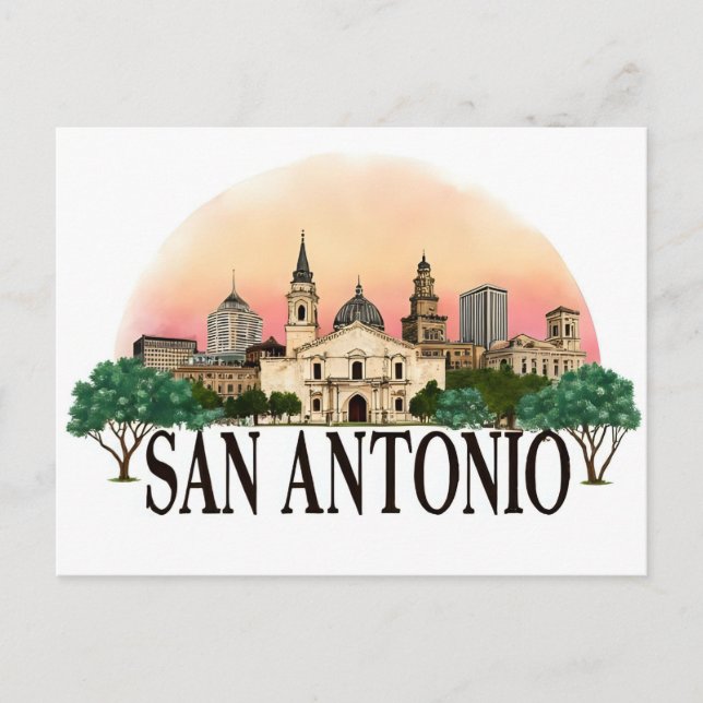San Antonio Texas Skyline Postkarte (Vorderseite)