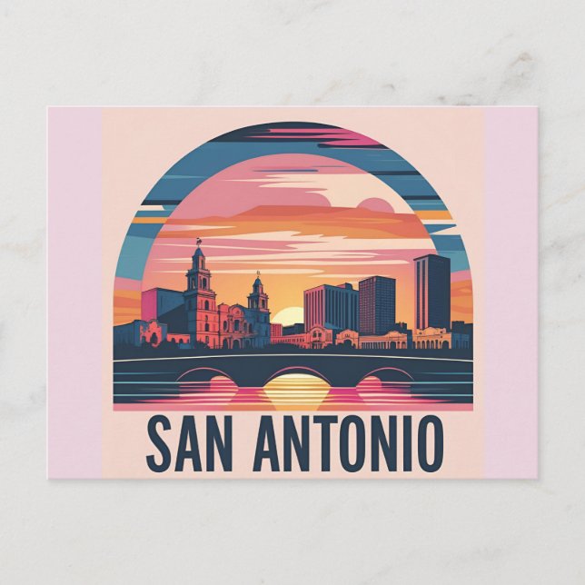 San Antonio Texas Skyline Postkarte (Vorderseite)