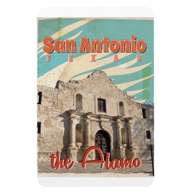 San Antonio, Texas, The Alamo Travel Poster Magnet (Vertikal)