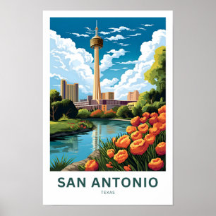 San Antonio Texas Travel Print Poster