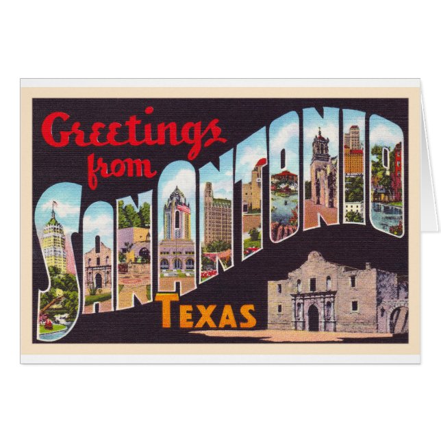 San Antonio Texas TX Vintager Großbuchstabe Postka (Vorderseite (Horizontal))