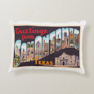 San Antonio Texas TX Vintager Großbuchstabe Postka Dekokissen