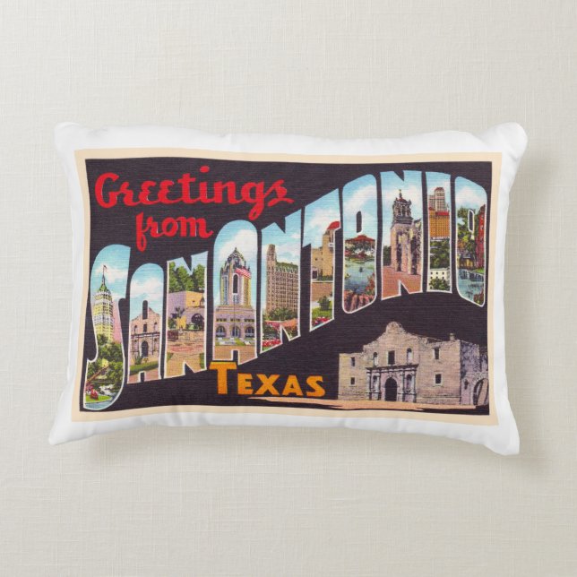 San Antonio Texas TX Vintager Großbuchstabe Postka Dekokissen (Rückseite)