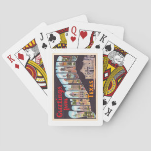 San Antonio Texas TX Vintager Großbuchstabe Postka Spielkarten
