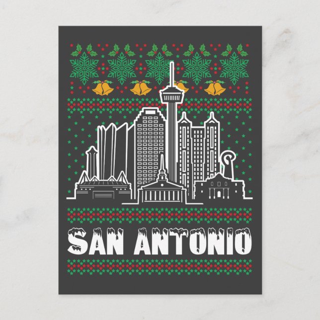 San Antonio Texas Ugly Christmas Postkarte (Vorderseite)