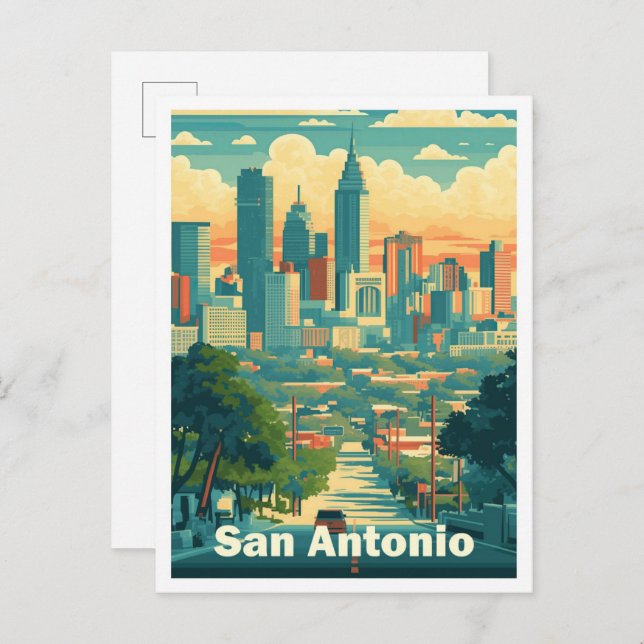 San Antonio Texas USA Art Vintage Travel Postkarte (Vorne/Hinten)