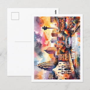 San Antonio Texas USA Berühmter Ort Aquarell Postkarte