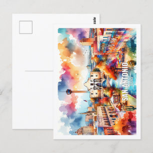 San Antonio Texas USA Berühmter Ort Aquarell Postkarte
