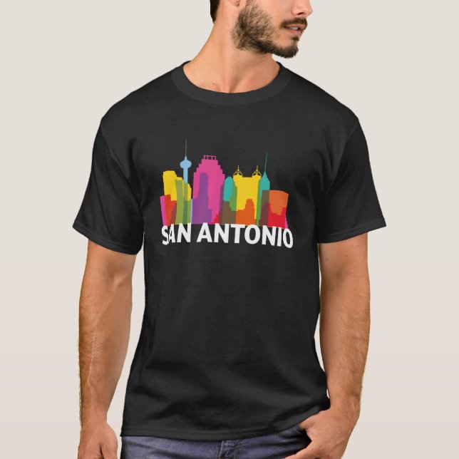 San Antonio Texas USA Skyline Silhouette Outline S T-Shirt (Vorderseite)