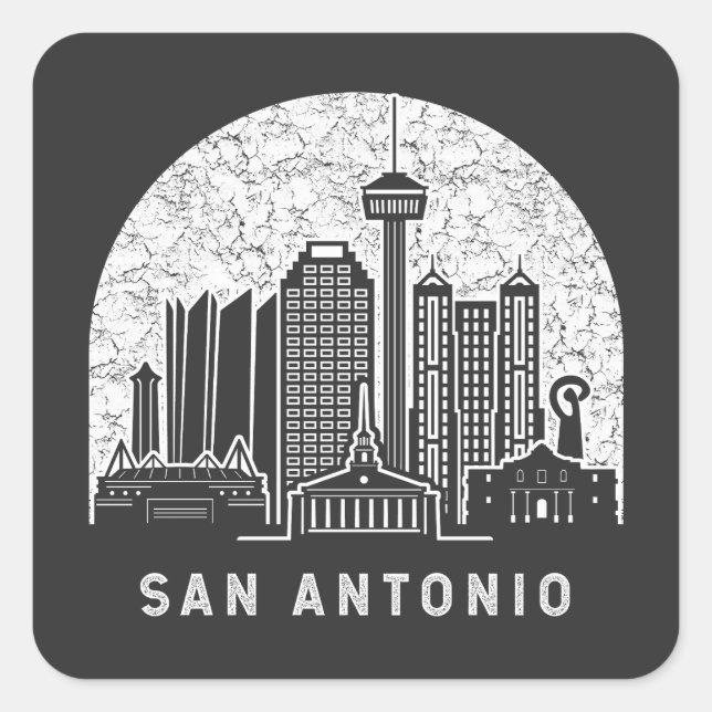 San Antonio Texas Vintag Quadratischer Aufkleber (Vorderseite)