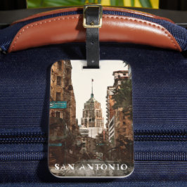 San Antonio Texas Vintage Stadt Reisen Wasserfarbe Gepäckanhänger