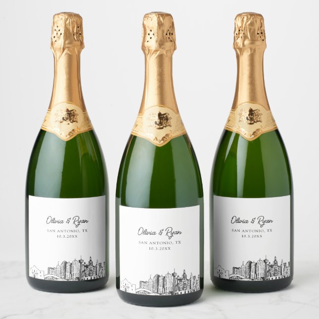 San Antonio Texas Wedding Champagne Label (Flaschen)