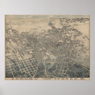 San Antonio TX Bird's Eye Panorama Karte 1886 Poster