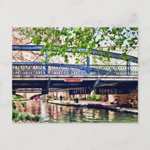 San Antonio TX - Brücke am Paseo del Rio Postkarte