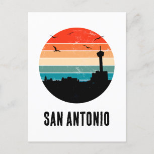 San Antonio Vintag Sunset Cityscape Postcard Postkarte