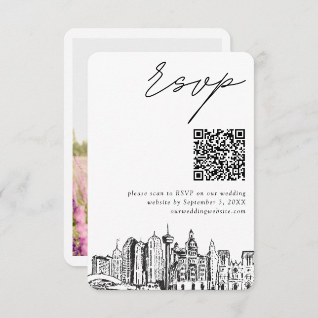 San Antonio Wedding Modern UAWG QR Code Begleitkarte (Vorne/Hinten)