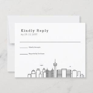 San Antonio Wedding Stilisierte Skyline-UAWG RSVP Karte