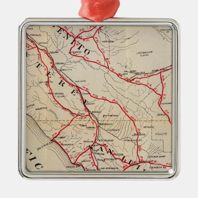 San Benito, Fresno, Monterey, San Luis Obispo Ornament Aus Metall (Vorne)