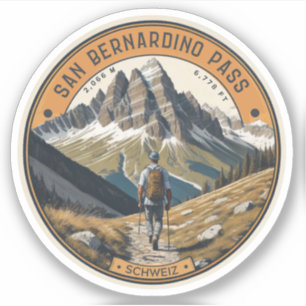 San Bernardino Gebirgspass die Schweizer Alpen Aufkleber