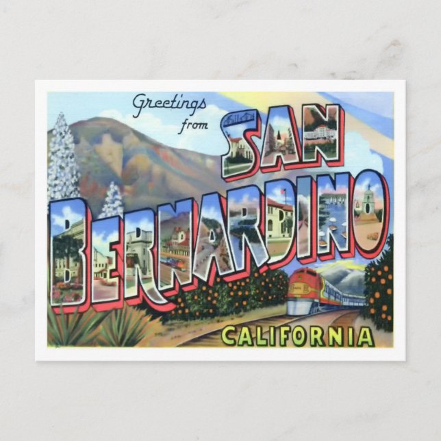 San Bernardino, Kalifornien, Vintage Big Letters Postkarte (Vorderseite)