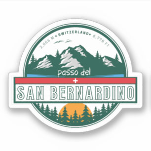San Bernardino Pass auf dem Motorrad Schweizer Alp Aufkleber