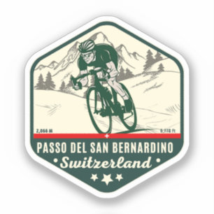 San Bernardino Pass auf dem Motorrad Schweizer Alp Aufkleber