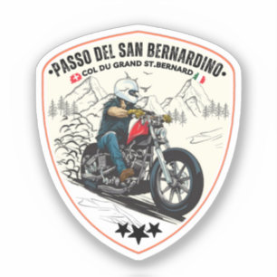 San Bernardino Pass Motorrad Schweiz apls Aufkleber