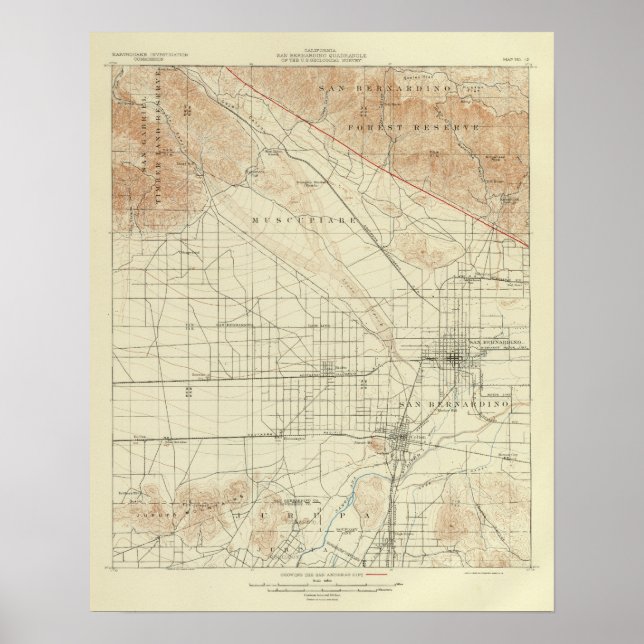 San Bernardino Quadrangon mit San Andreas Rift Poster (Vorne)