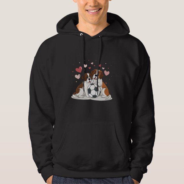 San Bernardo with soccer ball for Valentine's Day Hoodie (Vorderseite)