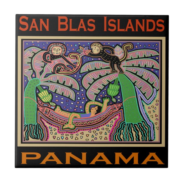 San Blas Islands Panama Mola Fliese (Vorderseite)
