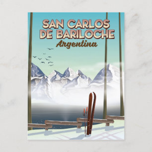 San Carlos de Bariloche Skifahrplakat Postkarte